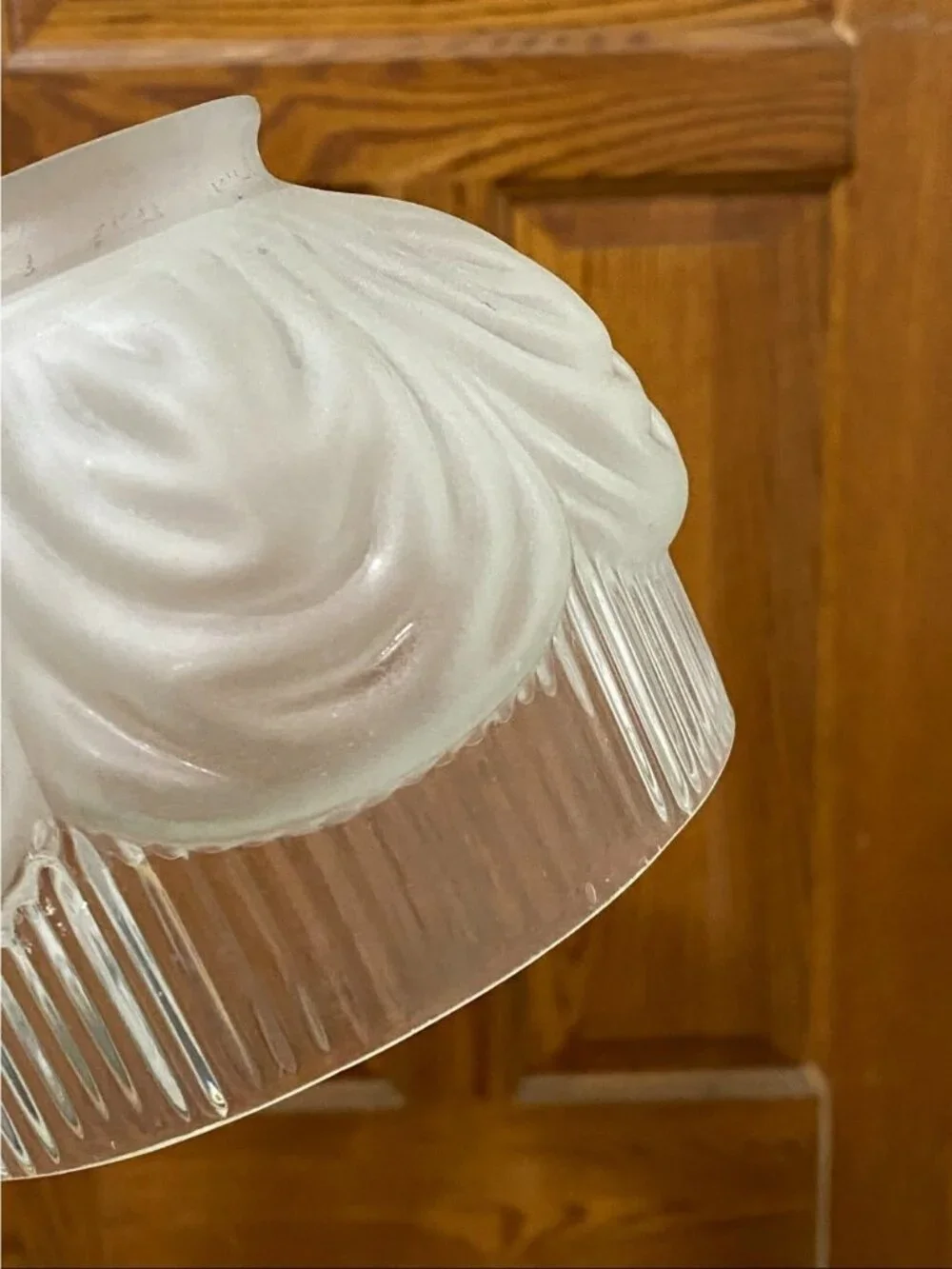 Antique Art Deco  Swirl Design Frosted Glass Lamp Shade